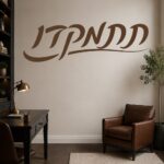 מדבקת תתמקדו על קיר בחדר ילדים עם שולחן כתיבה וכסא צבעוני