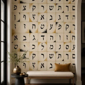אותיות עבריות בעיצוב קיר אומנותי