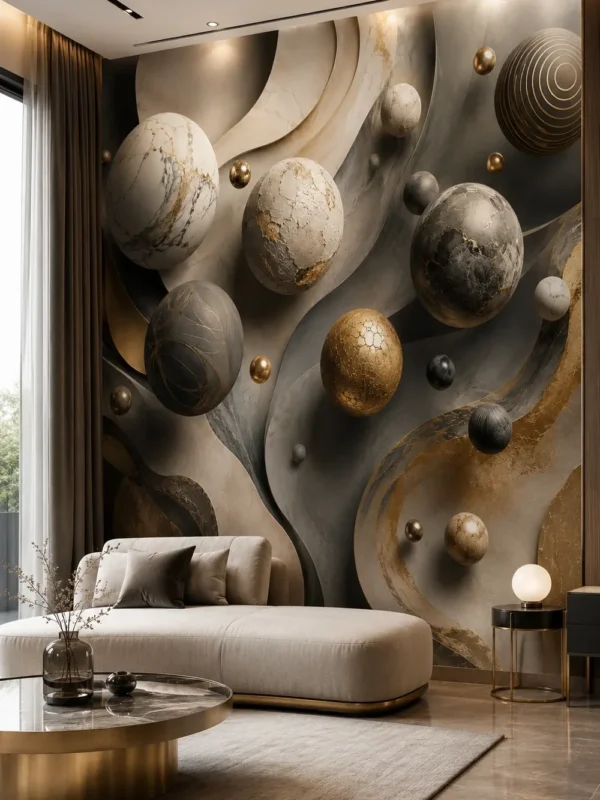 כדורים צפים בטקסטורות זהב
