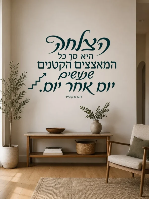 מדבקת טקסט עברי עם חץ מעלה