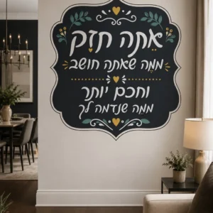 מדבקת טקסט עברי עם מוטיבים חמים