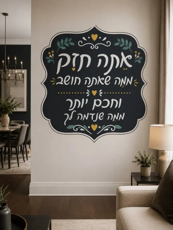 מדבקת טקסט עברי עם מוטיבים חמים