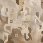 אותיות עבריות מופשטות בקומפוזיציה בגווני חום, בז' וקרם, יוצרות תחושת תנועה