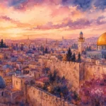 עיר קסומה בשקיעה