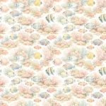 טפט דגים טרופיים ושוניות אלמוגים בסגנון אקוורל בצבעי פסטל רכים