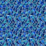 צורות גיאומטריות חופפות בגווני כחול וטורקיז עם מראה גבישי מופשט