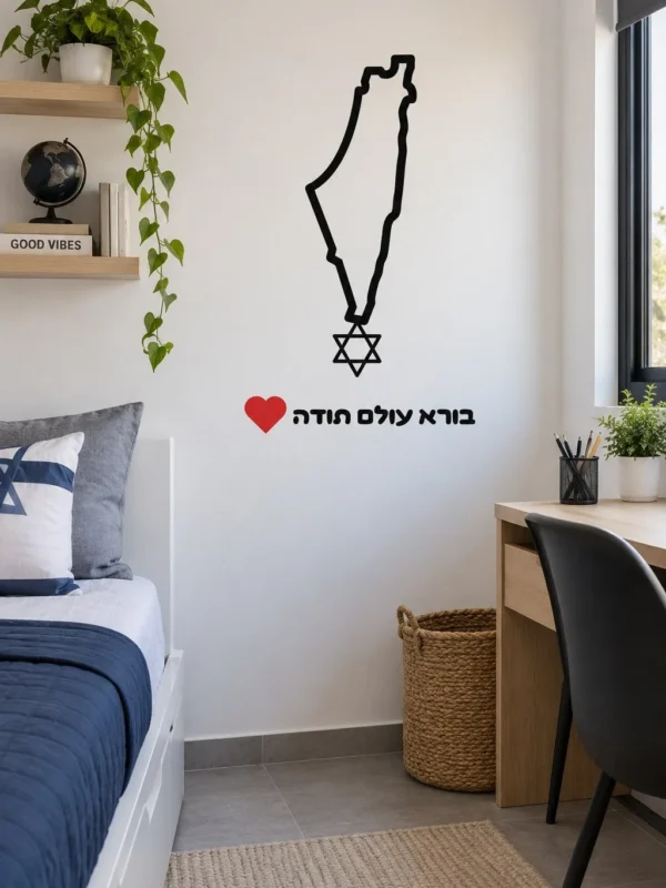 מפת קווים עם מגן דוד ולב