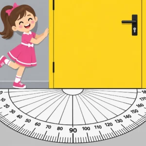 ילדה עם קשת ודלת צהובה