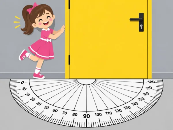ילדה עם קשת ודלת צהובה