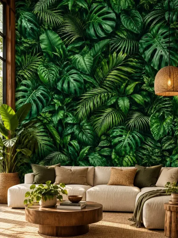 Lush Tropical Leaves Wallpaper