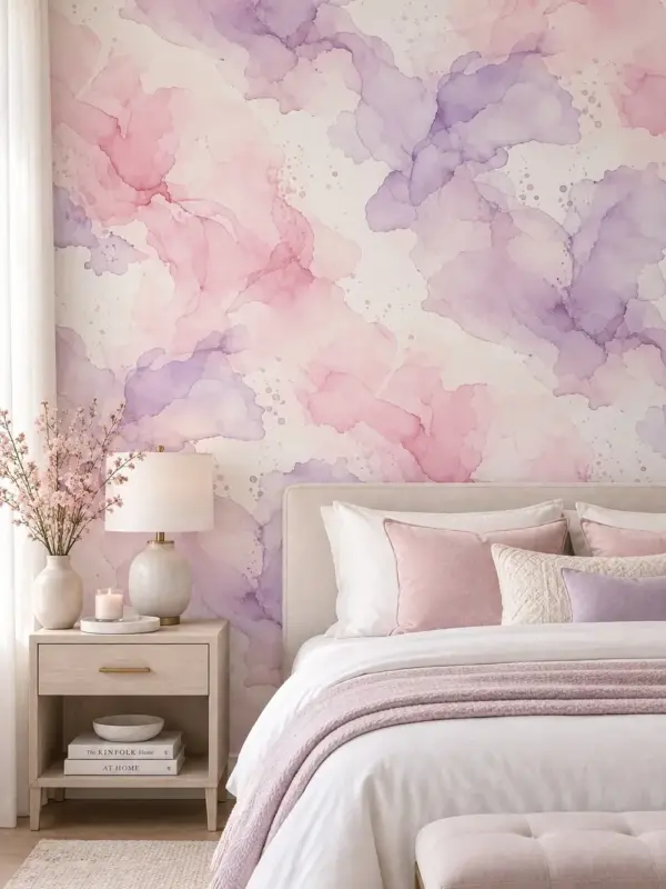 Pink and Purple Watercolor Abstract Wallpaper