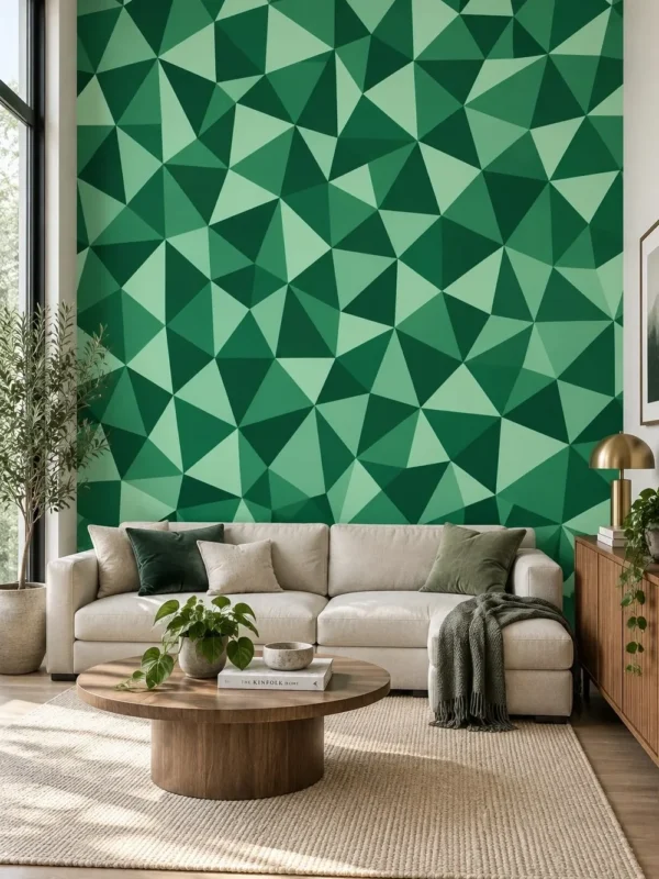 Green Triangles Geometric Wallpaper