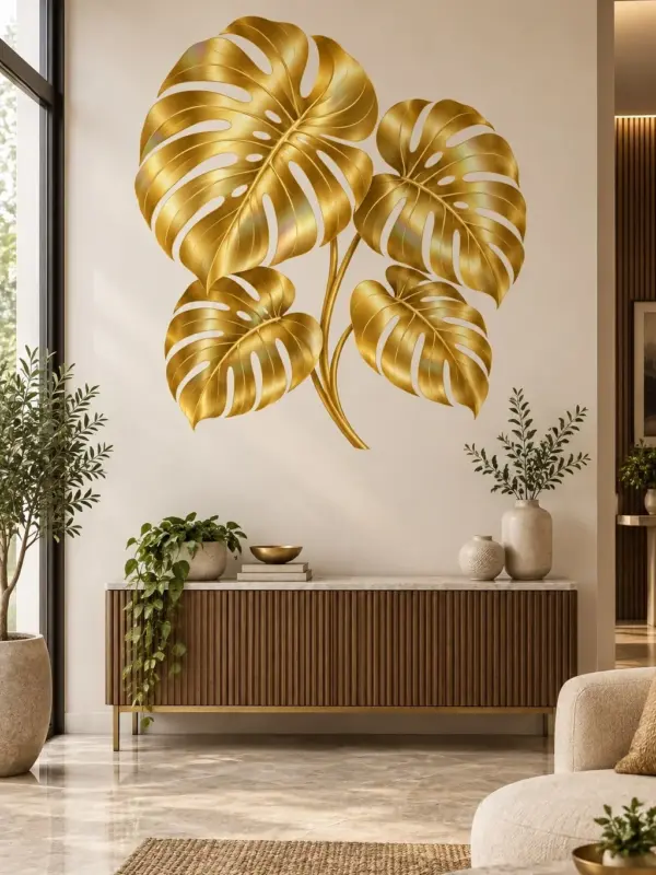 Gold Monstera Leaves Wall Decal