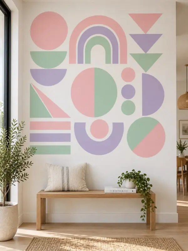 Pastel Shapes and Rainbow Kids Wall Decal