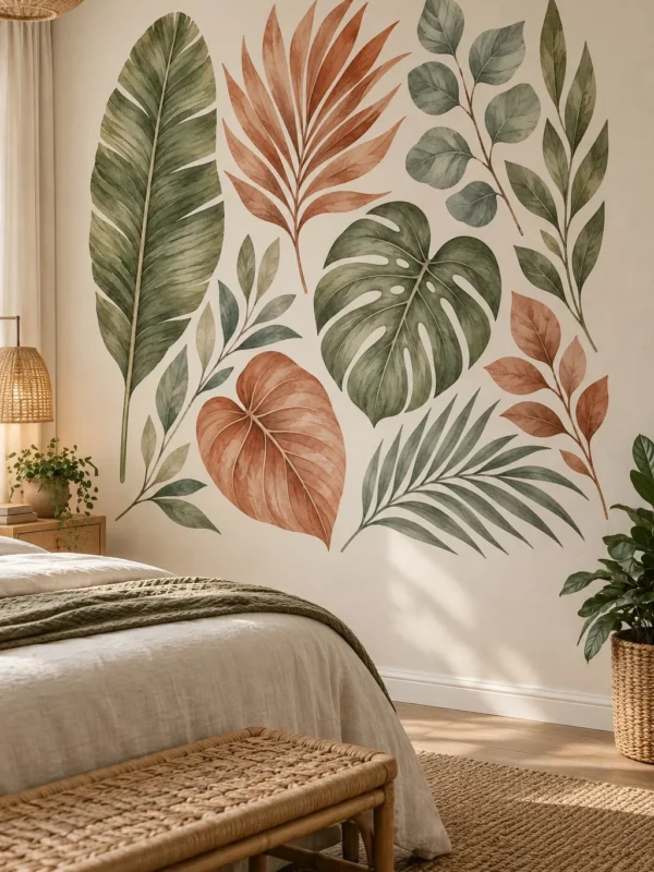 Watercolor Tropical Leaves Botanical Wall Decal