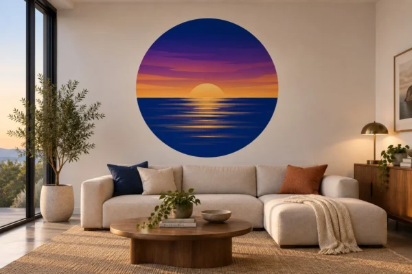 Round Sea Sunset Wall Decal