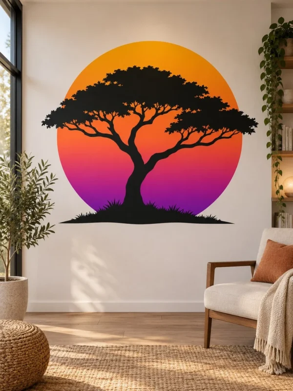 Tree Silhouette at Sunset Wall Decal