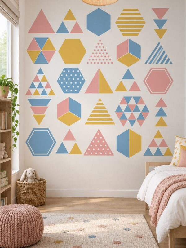 Warm-Tone Geometric Shapes Wall Decals