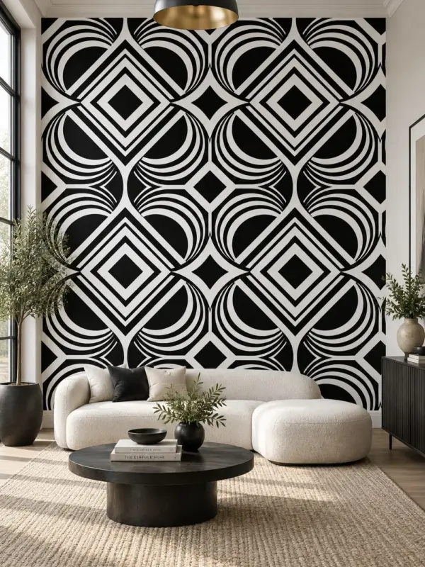 Bold Black and White Geometric Wallpaper