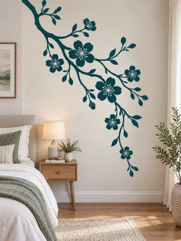 Delicate Blossom Branch Silhouette Wall Decal