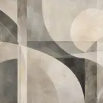 צורות גיאומטריות בגווני בז', אפור ושמנת עם קווים מעוגלים וטקסטורה עשירה