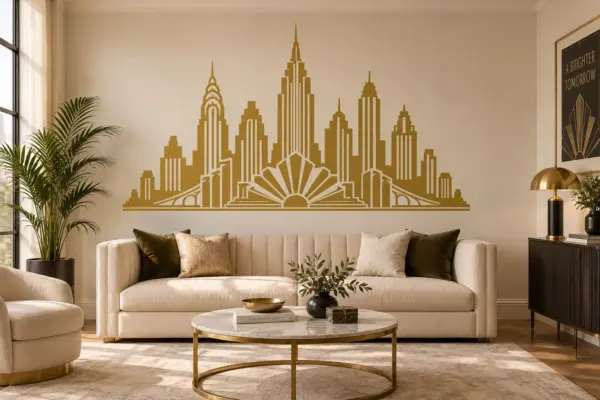 Art Deco City Skyline Wall Decal