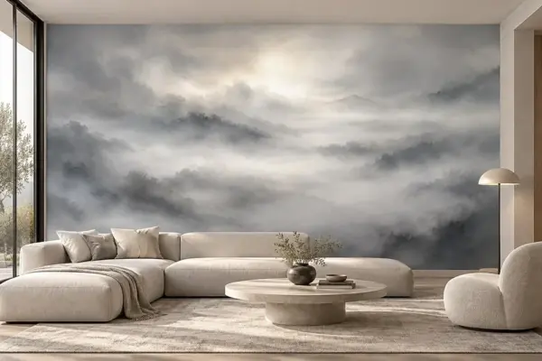 Ethereal Misty Mountains Wall Mural