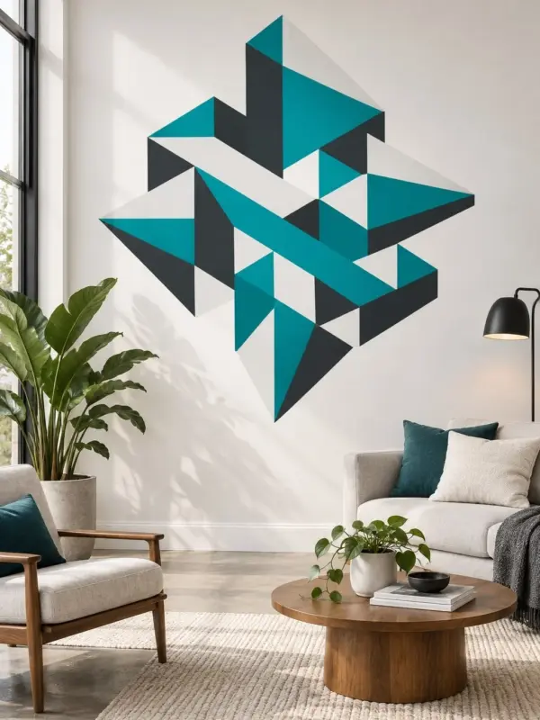 Turquoise Prism Geometric 3D Wall Sticker