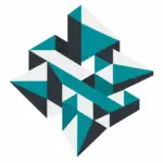 צורות גיאומטריות בתצוגה תלת-ממדית בצבעי טורקיז, שחור ולבן
