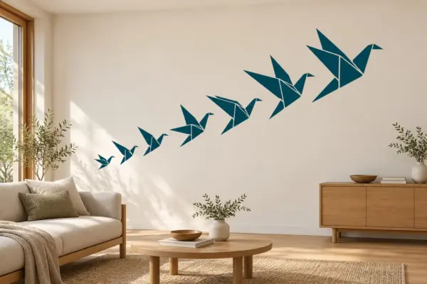 Black Origami Birds Wall Decal