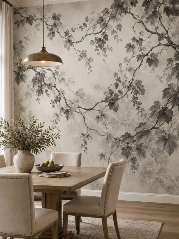 Gray Intertwined Grapevine Wallpaper