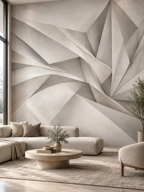 Beige and Gray Geometric Modern Wallpaper