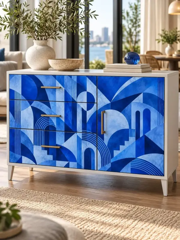 הרמוניה בכחול גיאומטרי