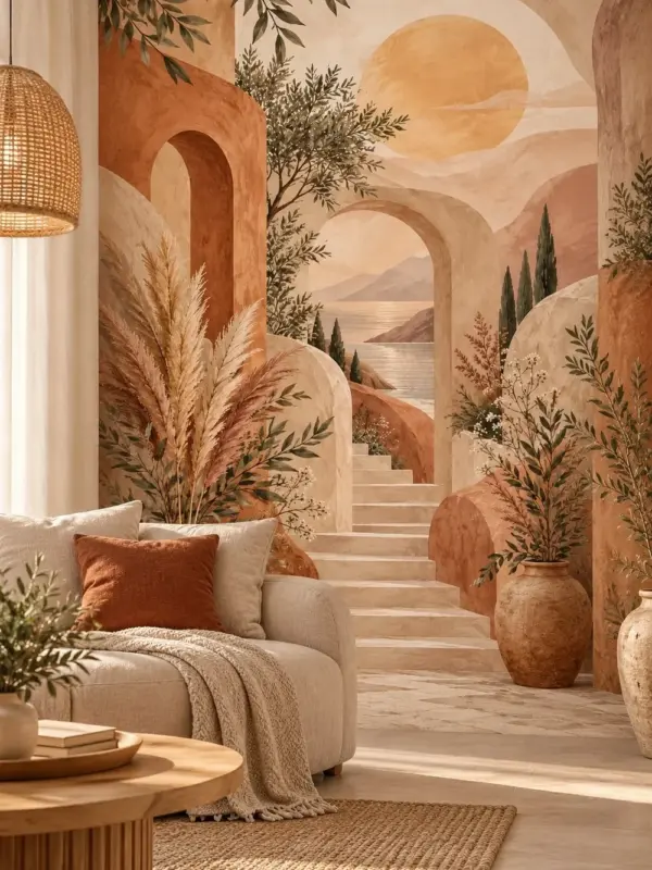 Mediterranean Arch, Steps and Sun Wall Mural