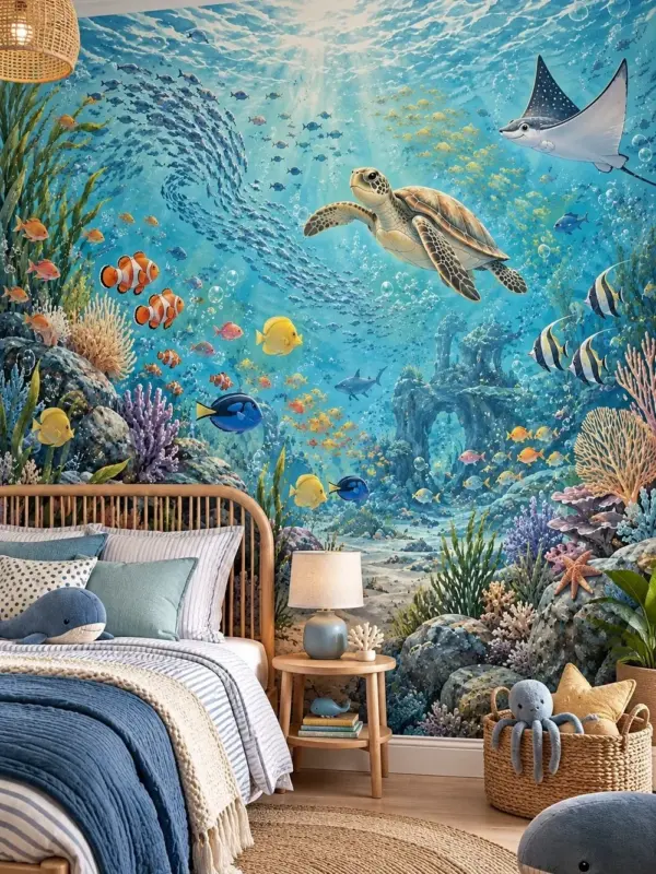 Sea Turtle Underwater Adventure Kids Wall Mural