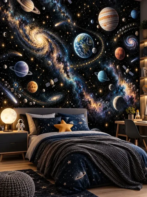 Planets and Galaxies Space Kids Wall Mural