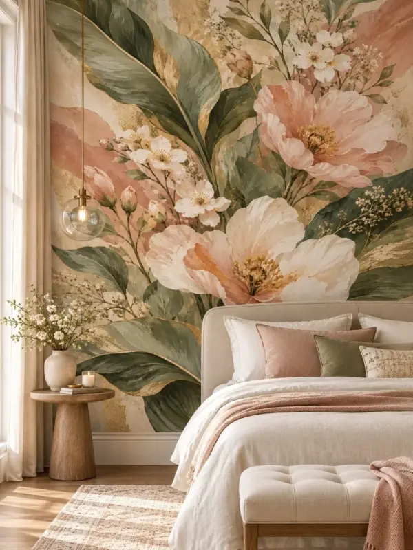 Large Pink Flowers Canvas Wall Art