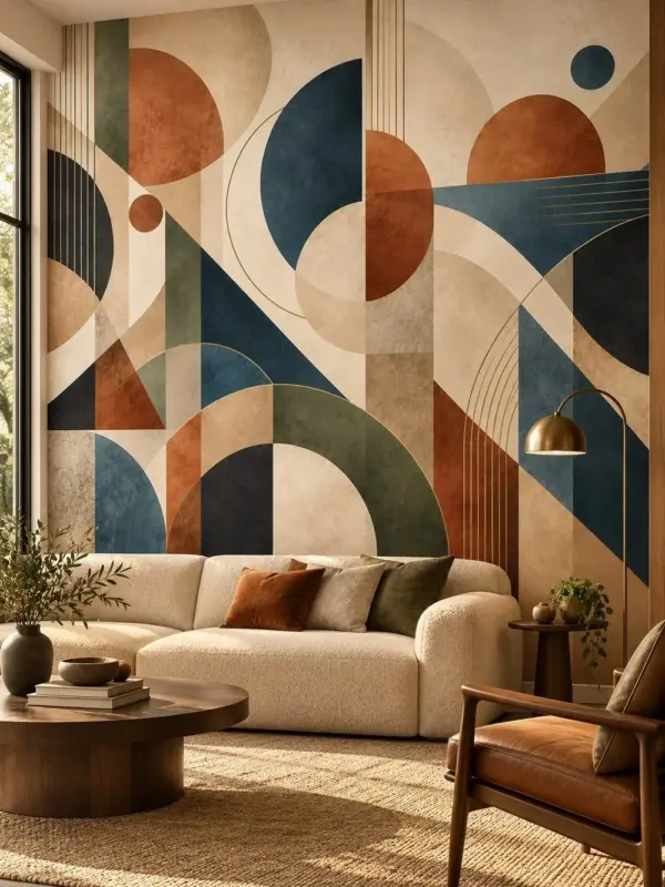 Circles and Arches Geometric Line Wallpaper