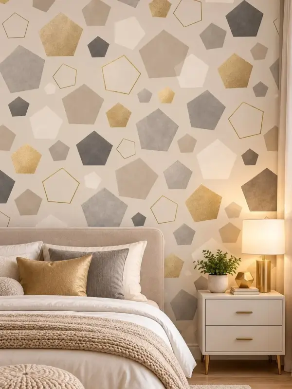 Warm Pentagons Geometric Wallpaper