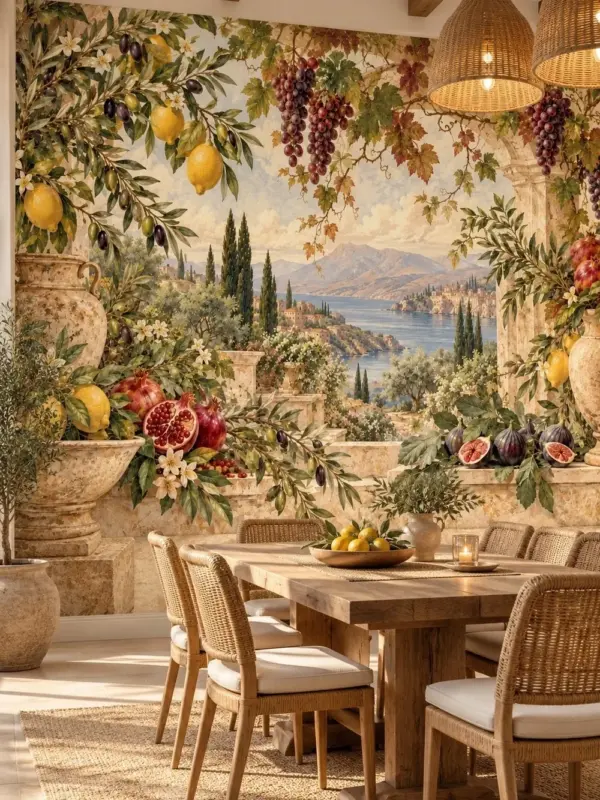 Mediterranean Fruit Garden with Figs Wall Mural