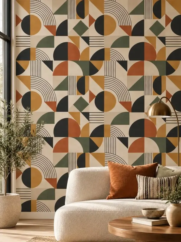 Earthy Geometric Puzzle Wallpaper