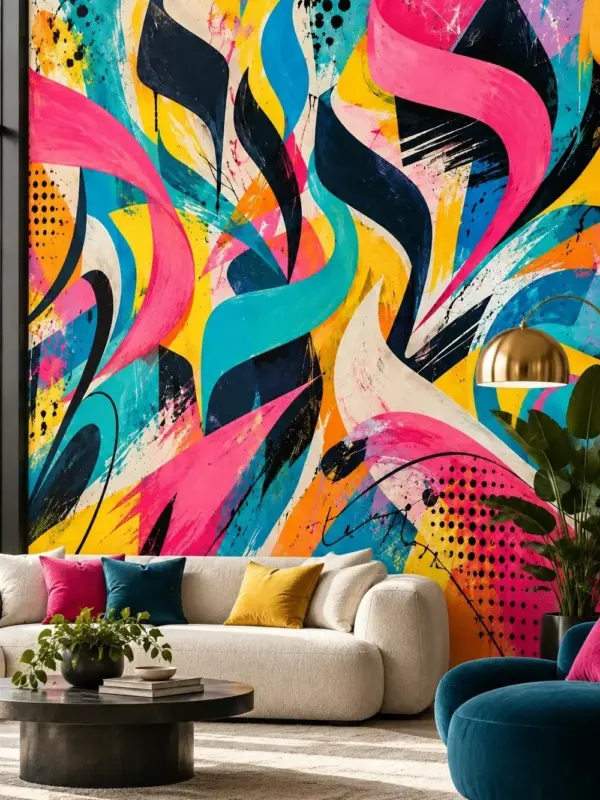 Vibrant Color Swirls Abstract Wall Mural