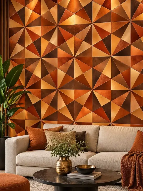 Warm Metallic Triangles and Diamonds Wallpaper