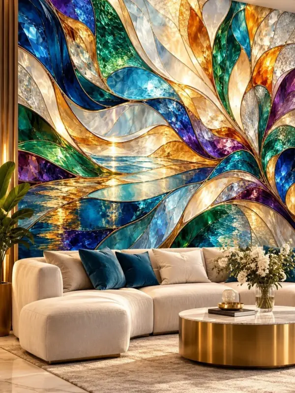 Abstract Stained Glass Swirls Wall Mural