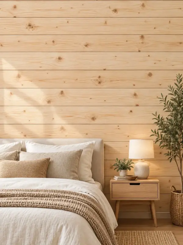 Light Natural Wood Planks Wallpaper