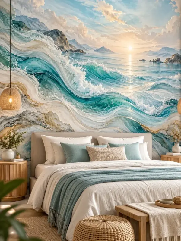 Magical Waves and Mountains Wall Mural