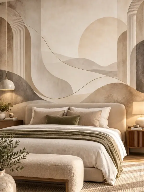 Geometric Harmony Arches and Hills Wallpaper