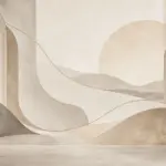 צורות גאומטריות מופשטות בקשתות וגבעות בצבעי בז', חום ואפור