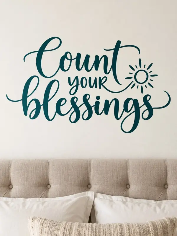 “Count Your Blessings” Sun Quote Wall Decal