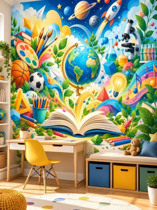 Globe, Books and Learning Kids Wall Mural